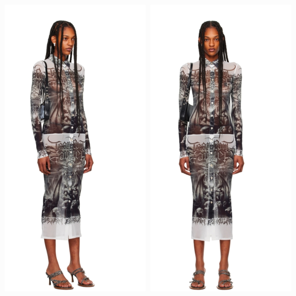 JEAN PAUL GAULTIEP Black & White 'The Diablo' Midi Shirt Dress Size XXS NWT - Picture 3 of 12